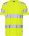 Gul varsel t-shirt med reflexband runt ärmar, bröst och midja.