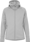 Gråmelerad Polartec-damhoodie med dragkedja, framfickor och huva.