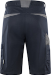 Mörkblå shorts med grå detaljer, bakfickor och benfickor.