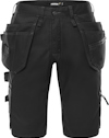 Svarta hantverksshorts med flera fickor och verktygsöglor, designade för kvinnor.
