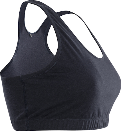 Svart racerback sport-bh med bred elastisk kant.