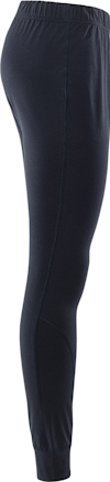 Svarta tights i profil med resår i midjan och vid anklarna.