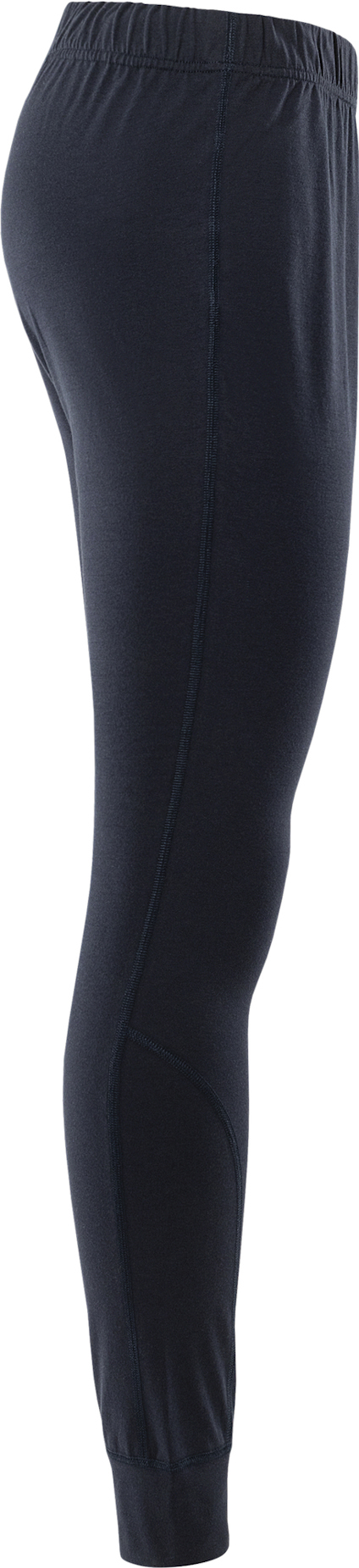 Svarta tights i profil med resår i midjan och vid anklarna.