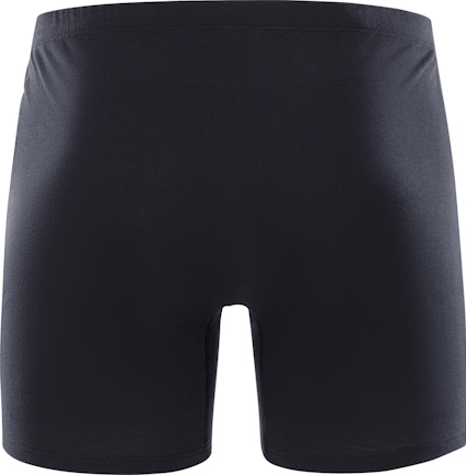 Svarta, tighta boxershorts med elastisk linning, visade framifrån.