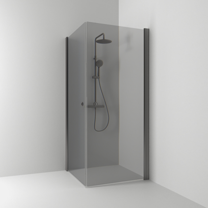 HÖRNDUSCH SKOGA RAK BLYERTSSVART RÖK INTHT 80X198X80CM