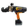 Handhållen, batteridriven armeringssax med orange och svart handtag, märkt "Hydra Cutter" och "HCS-20B".