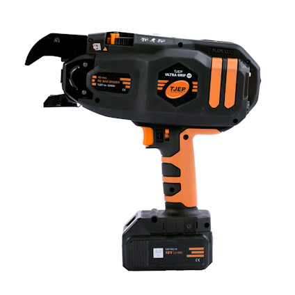 Najmaskin TJEP Ultra Grip 40 med orange och svart design, inklusive batteri nederst.