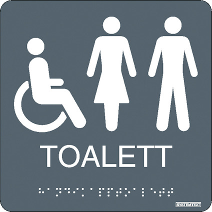 SKYLT TAKTIL TOALETT GRÅ 150X150 PL