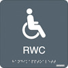 SKYLT TAKTIL RWC GRÅ 150X150 PL