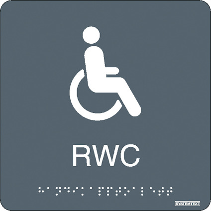 SKYLT TAKTIL RWC GRÅ 150X150 PL