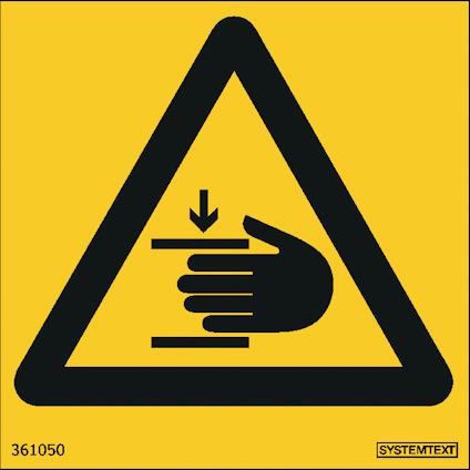 SKYLT VARNING KLÄMRISK 80X80 DE