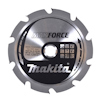 Cirkulär sågklinga i metall med texten "Makita Makforce" och tekniska specifikationer tryckta i silver och svart.