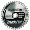 Cirkelsågklinga med texten "Makblade" och "Makita", samt specifikationer och logotyper för träkapning.