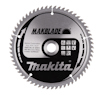 Cirkulär sågklinga med metalltänder och text "Makblade" och "Makita" på ytan, med centralt fästhål.