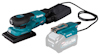 Planslipmaskin med strömsladd och dammpåse, i blå och svart färg. Märkt med "Makita" och "40V Max".