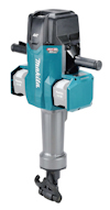Batteridriven bilningshammare med horisontella handtag och Makita-logotyp, färgad i turkos och grått.