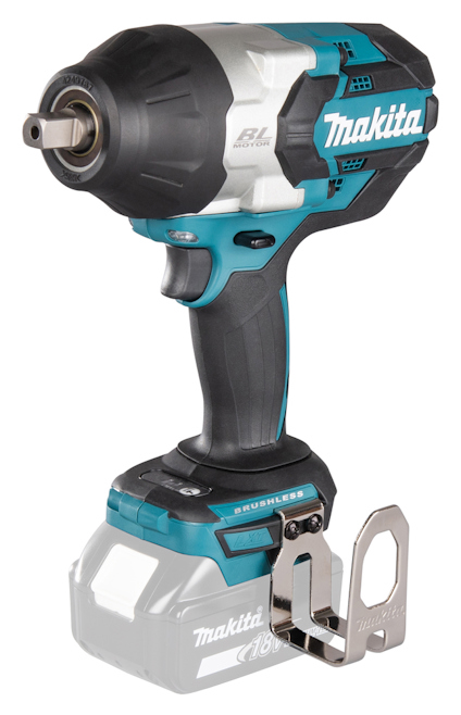 Sladdlös mutterdragare i blått och svart med gråmetallic detaljer, märkt Makita.