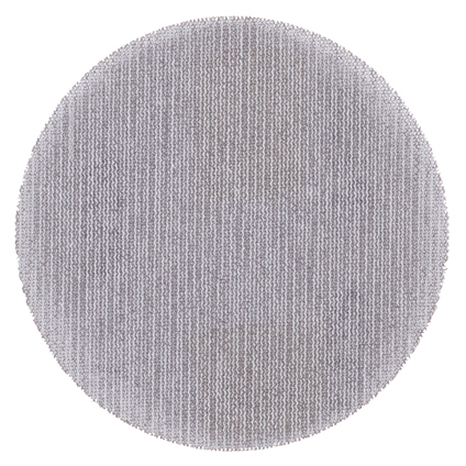 Runt sandpapper i slipnät utförande med tätt nätmönster och jämn yta.