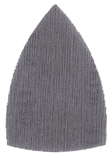 Grått triangulärt slipnät med en fin, texturerad yta.