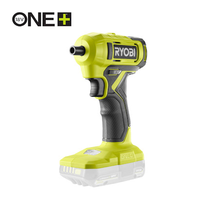 Skruvdragare i grön och svart med texten "RYOBI" på sidan. En logotyp med "18V ONE+" finns i det övre vänstra hörnet.