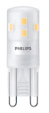 LED-lampa med en frostad yta och synliga gula dioder, märkt med "PHILIPS" på utsidan.