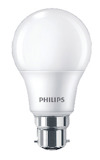 Vit LED-glödlampa med B22-sockel, märkt "PHILIPS".