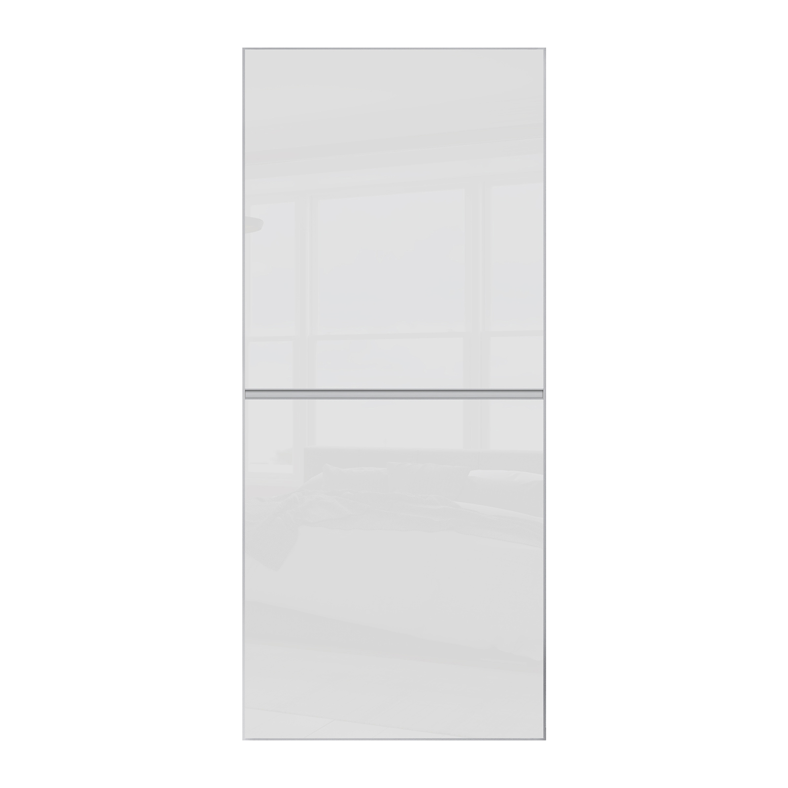 SKJUTDÖRR DECOTIQUE 2 PANELER VITT GLAS/ SILVER RAM 914X2301 - 