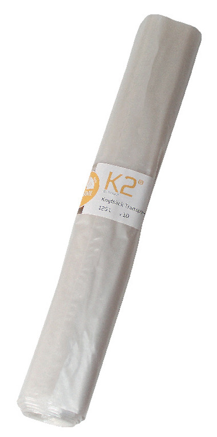 Transparent rulle sopsäckar med K2-logotyp och texten "10 ST".