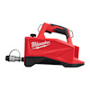 Röd hydraulpump med svart handtag och Milwaukee-logotyp.