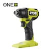 Slagskruvdragare i grönt och svart, märkt "RYOBI ONE+" med synlig patron för verktygsbits.