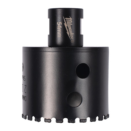 Svart metallcylinder med tandad kant och texten "54mm" synlig på överdelen.