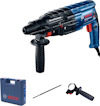 Borrhammare med extra handtag, borrbits och förvaringsväska. Märkt "Boschhammer GBH 240" och "Bosch Professional".