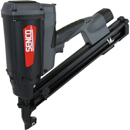 Svart och grå spikpistol med märket "SENCO" i rött.
