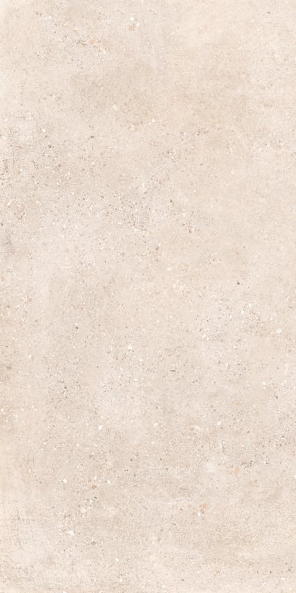 Rektangulär kakelplatta med ljusbeige och marmorerad textur.