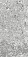 Grå granitkeramik med varierande ljus- och mörkare grå stenar och mineralfragment.