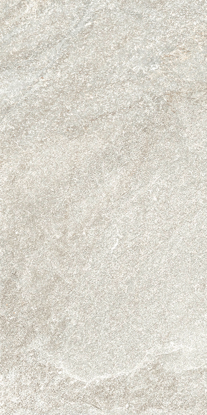 Rektangulär platta i granitkeramik med ljus gråbeige stenliknande yta och subtil textur.