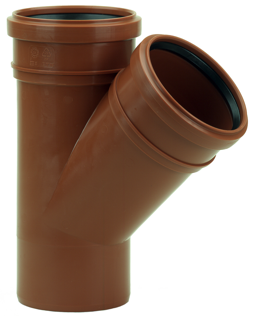 MARKAVLOPPSGRENRÖR PP 45° MED 2 MUFFAR - PIPELIFE