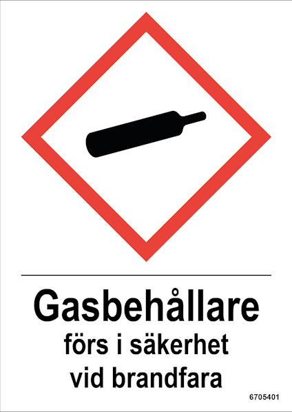 SKYLT UNIGRAPHICS GASBEH FÖRS I SÄKERHET PLAST 105X148MM