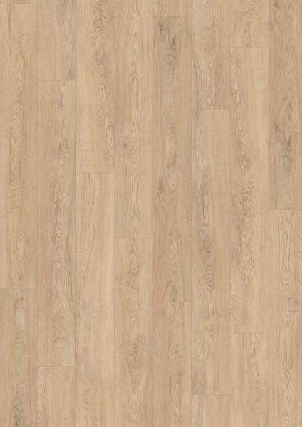 Träliknande vinylgolv i ljus ekton med diskret ådring och naturlig färgvariation mellan plankorna.