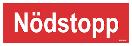 SKYLT UNIGRAPHICS NÖDSTOPP RÖDALUMINIUM 210X74MM