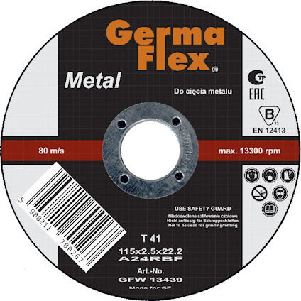 KAPSKIVA METALL 115X2,5X22,2MM