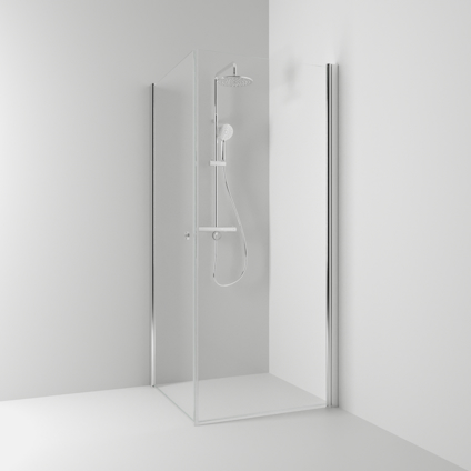 HÖRNDUSCH SKOGA RAK/FAST ALU BLANK KLAR INTHT 100X198X73CM