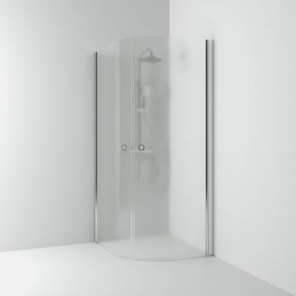 HÖRNDUSCH SKOGA HALVRUND ALU BLANK FROST INTHT 80X198X80CM