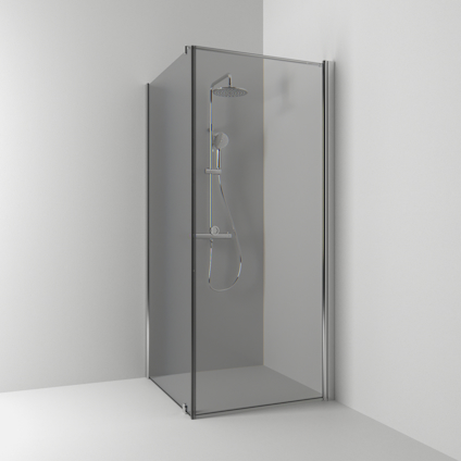 HÖRNDUSCH SKOGA RAK/FAST ALU BLANK RÖK INTHT 100X198X73CM
