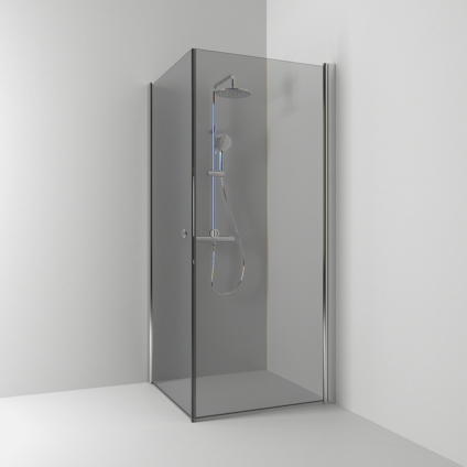 HÖRNDUSCH SKOGA RAK ALU BLANK RÖK INTHT 70X198X80CM