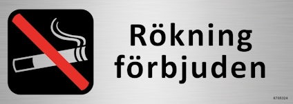 SKYLT UNIGRAPHICS RÖKNING FÖRBJUDEN ALUMINIUM 225X80MM