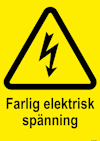 SKYLT UNIGRAPHICS FARLIG ELEKTRISK SPÄNNING PLAST 210X297MM