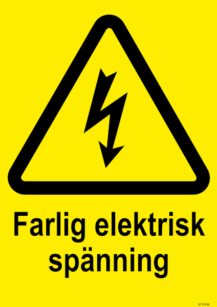 SKYLT UNIGRAPHICS FARLIG ELEKTRISK SPÄNNING PLAST 210X297MM
