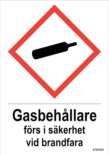 SKYLT UNIGRAPHICS GASBEHÅLLAREFÖRS I SÄKERHET PLA 148X210MM