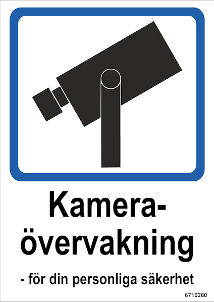 SKYLT UNIGRAPHICS KAMERAÖVERVAKNING PLAST 105X148MM